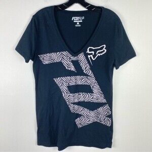 Fox Racing Logo Tee Shirt Black Small Athletic Sporty Casual Streetwear